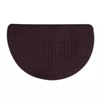 Полукруглый дверной коврик Полукруглый напольный коврик Пылесборник Полиэстеровое волокно Сильная абсорбция Противоскользящий для 48x78cm / 18.9x30.7in темно-коричневого