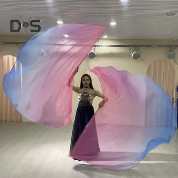 Полукруглый флаг Струящийся хрустящий материал Светоотражающий материал Яркие градиентные цвета Растягивающийся металлический стержень Легкие танцевальные флаги Сцена служения хвалы зелёный