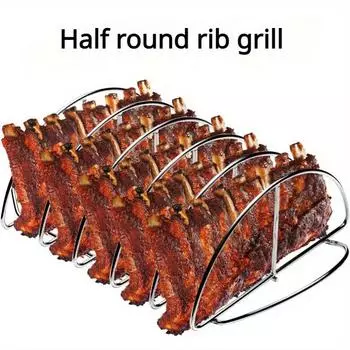 Полукруглый гриль с ребрами Гриль для стейка Куриный гриль Инструменты для гриля Гриль для барбекю Гриль Гриль с антипригарным покрытием серебряный
