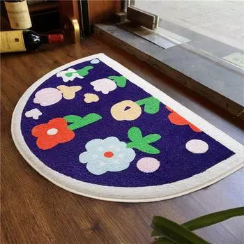 Полукруглый коврик для ванной комнаты из искусственного кашемира, впитывающий коврик для ног, нескользящий ковер, декоративный коврик для дома 40cm x 60cm