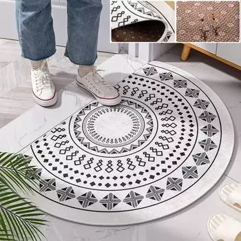 Полукруглый коврик для входной двери, геометрия, мягкий и нескользящий коврик для ванной в прихожей, домашний коврик, мягкий ковер для гостиной, спальни, 1 шт. L60xW40cm
