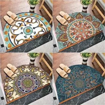 Полукруглый коврик для входной двери, скандинавский богемный коврик для ванной комнаты, противоскользящий мягкий коврик для спальни в американском стиле, кухонные коврики 50X75CM S