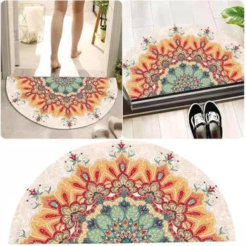 Полукруглый коврик в богемном стиле, этнический коврик для ног у входной двери, впитывающий коврик для ванной комнаты, салатовое одеяло 40*60cm камуфляжный