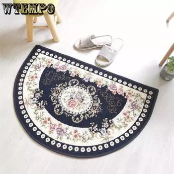 Полукруглый полукруглый коврик для входной двери спальни в европейском стиле, абсорбирующий нескользящий коврик для ванной комнаты 45*70cm темно-синий