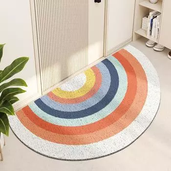 Полукруглый шелковый коврик с кольцом, нескользящий коврик для входной двери, грязе- и износостойкий коврик для входной двери 45*90cm