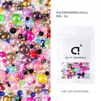 Полукруглый жемчужный смоляной алмазный гальванический нейл-арт алмазный смешанный плоский нижний жемчужный чехол для мобильного телефона DIY ювелирные изделия смоляные аксессуары 30g