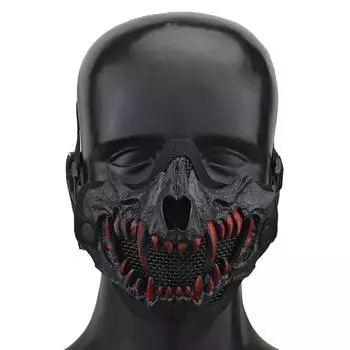 Полумаска для лица, дышащая защитная маска, реквизит для косплея на Хэллоуин (Черный Черный)