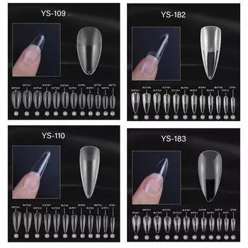 Полуматовые накладные ногти Нажмите на накладные ногти Coffin Прозрачные миндальные искусственные ногти DIY Наращивание ногтей Маникюрный инструмент G-1