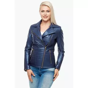 Полуночно-синяя меховая кожаная куртка