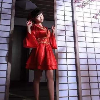 Полуночное гламурное нижнее белье красное свадебное платье, кимоно, сексуальное платье для аниме-соблазнения one size fits all красный