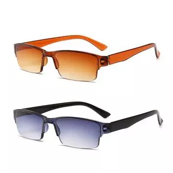 Полуоправа из смолы, сверхлегкие прямоугольные очки для чтения, очки с двойной фокусировкой, двухцветные, унисекс, ретро, ручная работа +4.0 коричневый