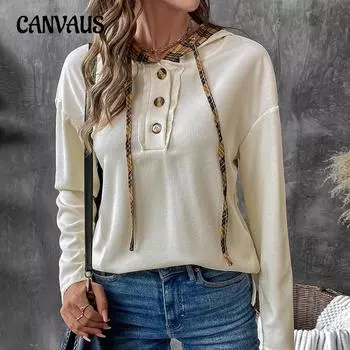 Полуоткрытая толстовка с капюшоном, осенняя футболка, клетчатая рубашка с длинными рукавами и капюшоном S абрикосовый