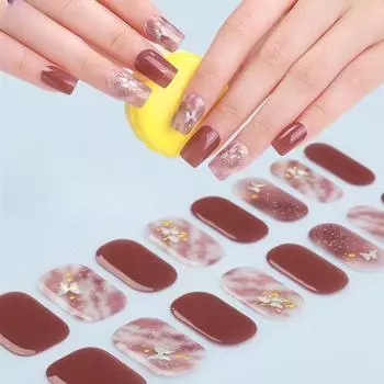 Полуотвержденные гелевые наклейки для ногтей 3D бронзирующие гелевые наклейки для ногтей наклейки для запекания в лампе BSG-0369