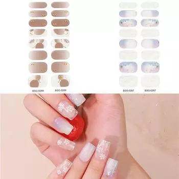 Полуотвержденные гелевые наклейки для ногтей, долговечные обертывания для ногтей, наклейки для ногтей, женские украшения для ногтей, маникюрный инструмент 273