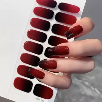 Полуотвержденные гелевые наклейки для ногтей Nude, долговечные наклейки для французского маникюра с УФ-лампой Omber, водостойкие полуотвержденные наклейки для ногтей 16 шт. красный