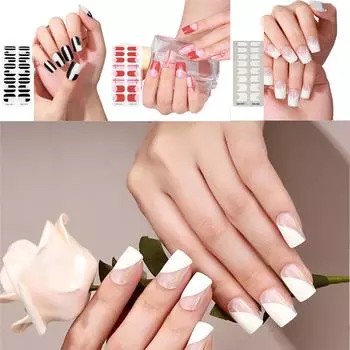 Полуотвержденные гелевые полоски для ногтей, слайдеры, УФ/светодиодные лампы, клей, долговечный, полностью покрывающий гелевые полоски для ногтей, маникюр 343
