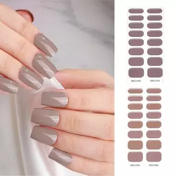 Полуотвержденные полоски гелевого лака для ногтей, клейкие гелевые наклейки для ногтей, прочные однотонные гелевые наклейки для ногтей с пилочкой для ногтей 391