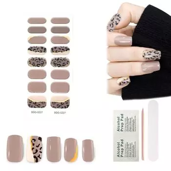 Полуотверждённый гель-лак для ногтей, модный дизайн, классические полоски, водостойкий клей, полное покрытие, гель-наклейки для дизайна ногтей BSG070