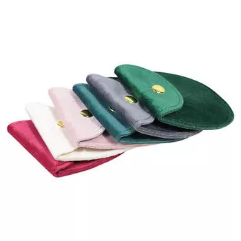 Полуовальная бархатная сумка для хранения ювелирных изделий, сережек, колец, браслетов, ожерелий, упаковка, портативная застежка-кнопка, организация S розовый