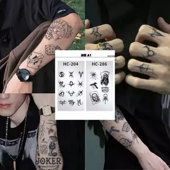 Полуперманентные наклейки-татуировки, срок службы которых составляет 2 недели, 2 штуки в 1 наборе Хна Татуировка хной с надписью мини-татуировка, 1 штука, набор А1