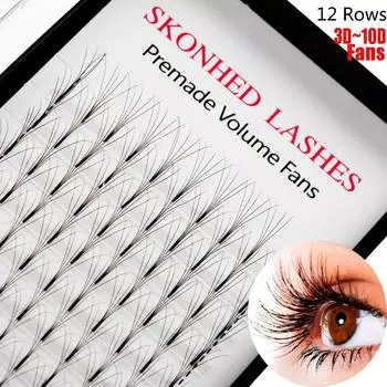 Полупостоянные натуральные длинные готовые объемные вентиляторы для наращивания ресниц, накладные ресницы, толщина 0,07