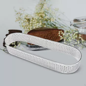 Полуприготовленные кольца для чизкейка, овальный перфорированный инструмент для выпечки, легко чистящаяся форма для мусса, нержавеющая сталь 9.5cm Oval