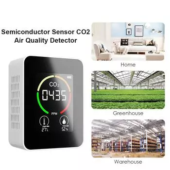 Полупроводниковый датчик CO2 Тестер качества воздуха, температуры и влажности (белый)