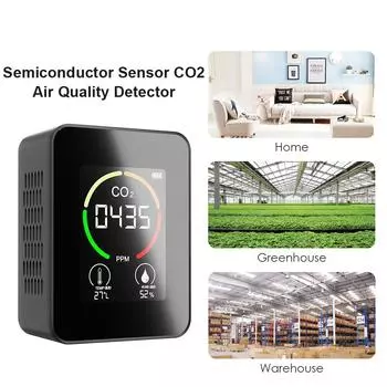 Полупроводниковый датчик CO2 Тестер качества воздуха, температуры и влажности (черный)