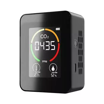 Полупроводниковый датчик CO2 Тестер качества воздуха, температуры и влажности (черный)