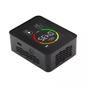 Полупроводниковый датчик CO2 Тестер качества воздуха, температуры и влажности (черный)