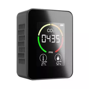 Полупроводниковый датчик CO2 Тестер качества воздуха, температуры и влажности (черный)