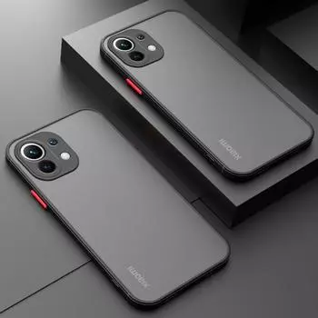Полупрозрачный матовый чехол для Xiaomi Mi 13 12 11 Lite 5G NE 12 12X 13T 12T 11T 10T Poco X6 X5 X4 M4 Pro Redmi Note 13 12 11 Pro, чехол, бронированный бампер Xiaomi Mi 11Lie 5G NE чёрный