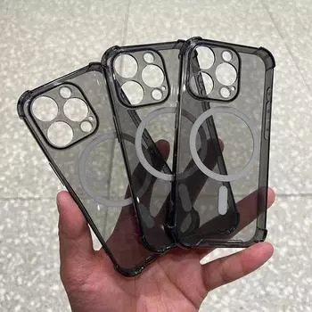 Полупрозрачный матовый магнитный чехол для беспроводной зарядки для iPhone 15 14 13 12 11 Pro Max 15 Plus для противоударного чехла-бампера For iphone 11