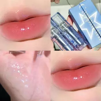 Полупрозрачный синий зеркальный блеск для губ, летний водно-глянцевый стеклянный пухлый губ, увлажняющий и стойкий блеск для губ.
