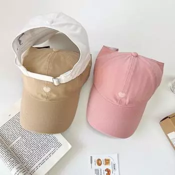 Полупустой верх можно завязать в высокий хвост, бейсболка с вышивкой «любовь», детская кепка с солнцезащитным кремом для отдыха и спорта M56-58cm розы красного