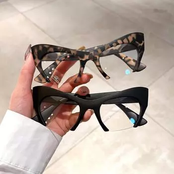 Полурамка «кошачий глаз» с защитой от синего света, модные очки с леопардовым принтом, оправа для очков для ежедневной вечеринки с использованием офисного телефона, компьютера, защита глаз чёрный