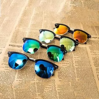 Полурамка модные ретро антибликовые солнцезащитные очки уличное зеркало унисекс поляризованные UV400 ручная работа 08