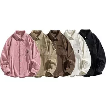 Полусахарная вельветовая рубашка с длинным рукавом, мужская новая осенняя корейская версия свободной повседневной куртки-карго с лацканами M