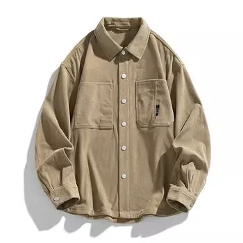 Полусахарная вельветовая рубашка с длинным рукавом, пальто для мужчин, новая осенняя корейская версия свободной повседневной куртки-карго с лацканами M