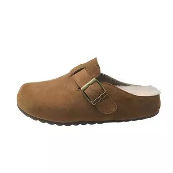 Полусапоги женские новая осенне-зимняя верхняя одежда повседневные туфли Boken на толстой подошве с сумкой на носке пушистые тапочки 35