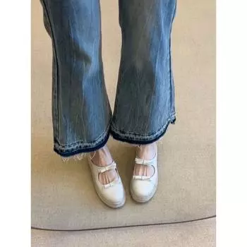 Полусапожки из овчины на толстой подошве с бантом, увеличивающие рост, женские летние повседневные универсальные туфли-шлепанцы с открытой пяткой и одним ремешком 35