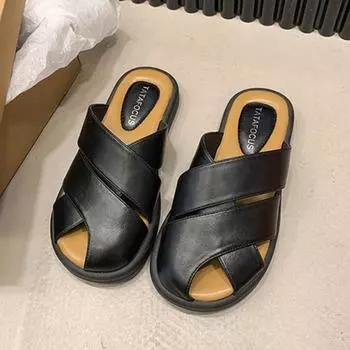 Полушлепанцы с закрытым носком для женщин, плетеные и перфорированные мюли, сандалии в стиле ретро-римских гладиаторов с квадратным носком 35 чёрный