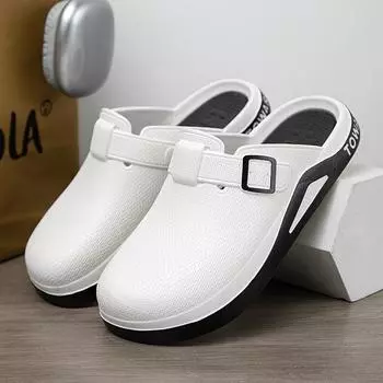 Полускользящие закрытые тапочки для мужчин летняя одежда для отдыха модные сандалии мужские ленивые туфли нескользящие сандалии с толстой подошвой 40/41 чёрный