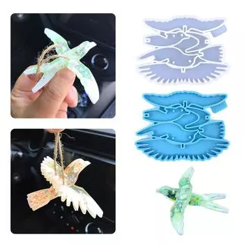 Полустереоскопические настенные украшения в виде колибри, форма для капель клея, настенный кулон, настольное украшение, эпоксидная силиконовая форма синий