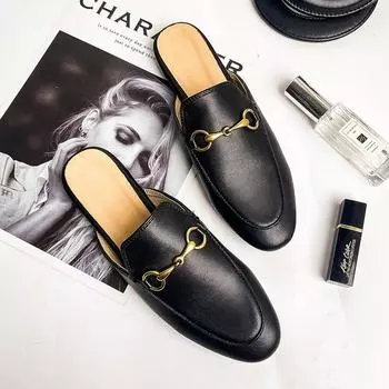 Полутапочки Baotou Женские летние верхняя одежда Обувь Muller Туфли на плоской подошве Ленивые женские тапочки 35