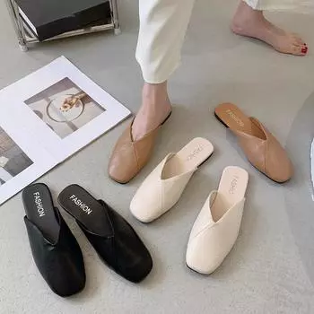 Полутапочки с закрытым носком, женские уличные тапочки, полутапочки без каблука, лоферы, сандалии Muller 43 чёрный