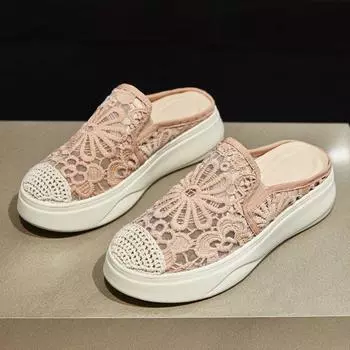 Полутапочки, женская верхняя одежда, модные тапочки без шнуровки с толстой подошвой и плоской подошвой 35 чёрный