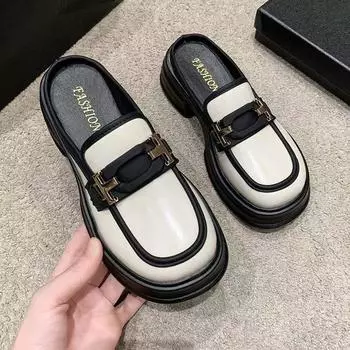 Полутапочки женские на толстой подошве Маффины женские туфли на высоком каблуке летние мокасины 35 белый