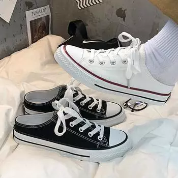 Полутяжелые эспадрильи Женские студенческие туфли Tide Lazy One Pedal Retro Little White Shoes 35 белый