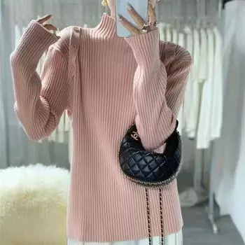 Полуводолазка из мягкого воскового материала, женская свободная рубашка в стиле ленивой вязки на осень и зиму, вязаный свитер в иностранном стиле на осень и зиму One Size серый